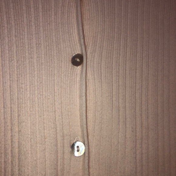 Beige Short Sleeve Button Up Sweater - Picture 2 of 4